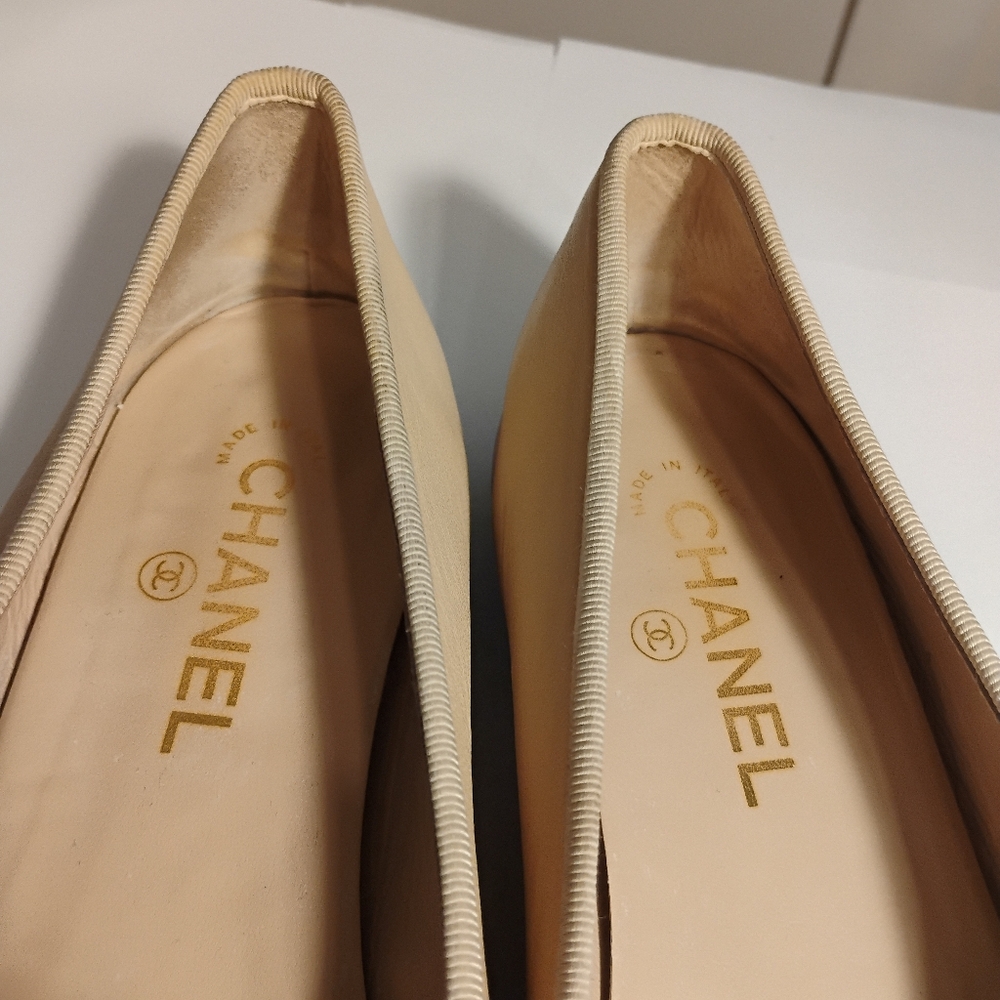 CHANEL Leather cap toe Iconic Ballet Ballerina Flats Shoes 41 - Picture 14 of 16